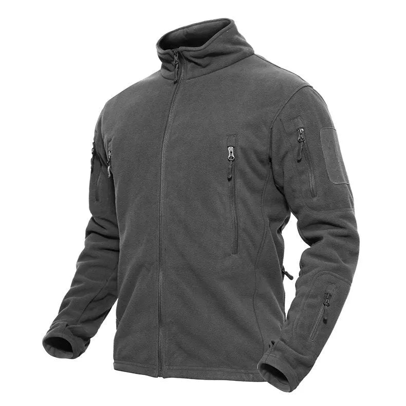 Thick military army fleece jacket for men in Army Green with turn-down collar and zipper