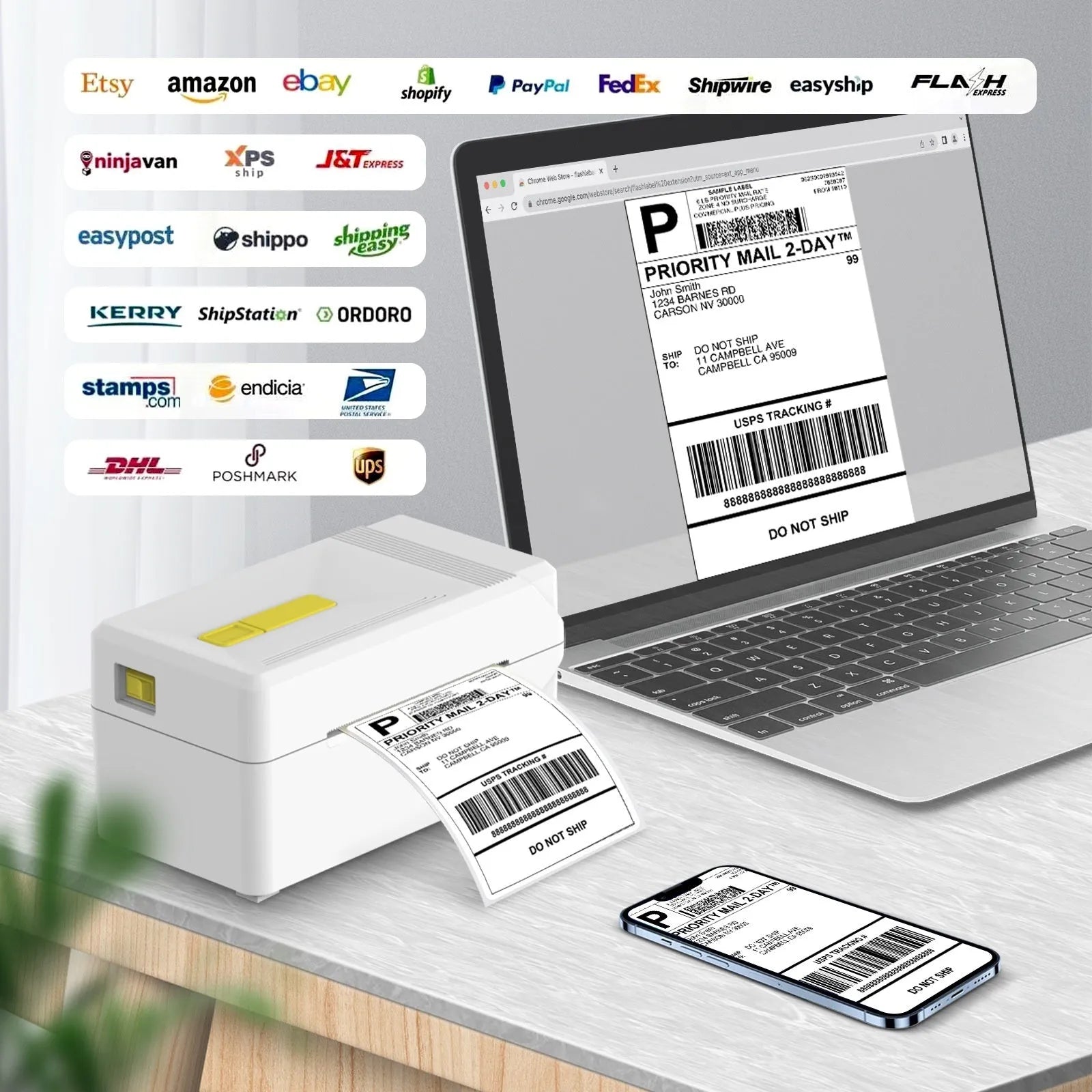 FlashLabel thermal express order printer with USB connectivity for shipping labels