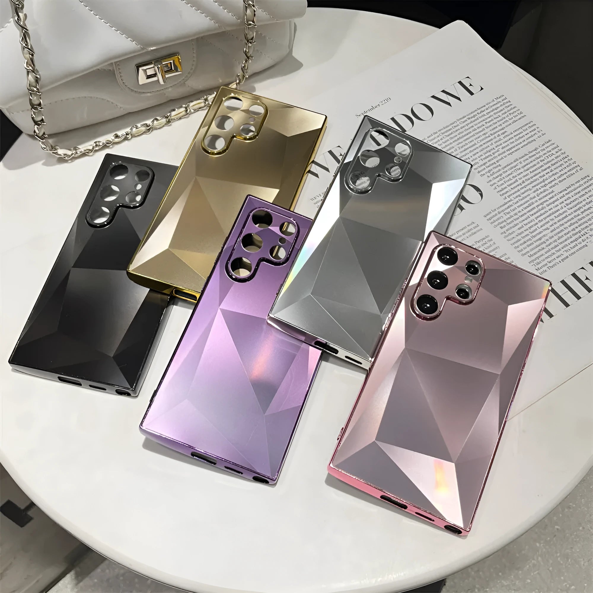Diamond pattern acrylic frosted shockproof phone case for Samsung S23 Ultra in black colour