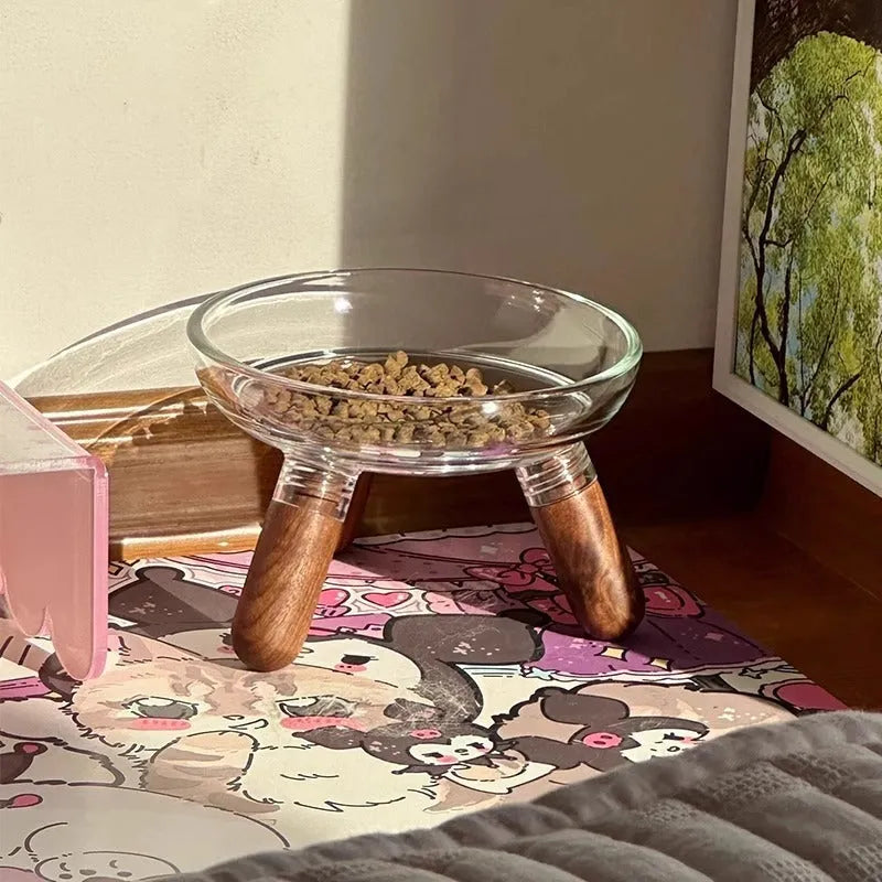 Plastic pet bowl with glass bowl light colour shelf not easy to knock over for cats and dogs