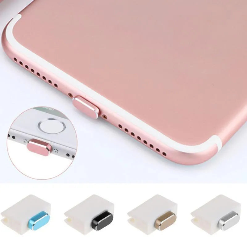 Aluminium alloy dust plug for iPhone Lightning charging port in various metallic colours.