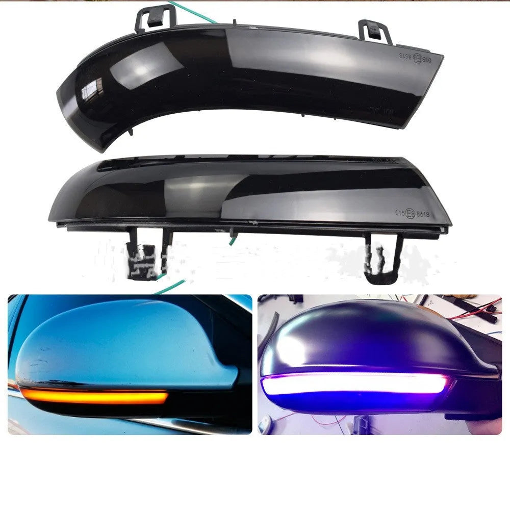 Volkswagen Golf MK5 dynamic running water LED indicator light in yellow and blue/yellow options.
