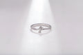 Women's arrow feather ring with white copper plating and cubic zirconia, available in US sizes 5-8