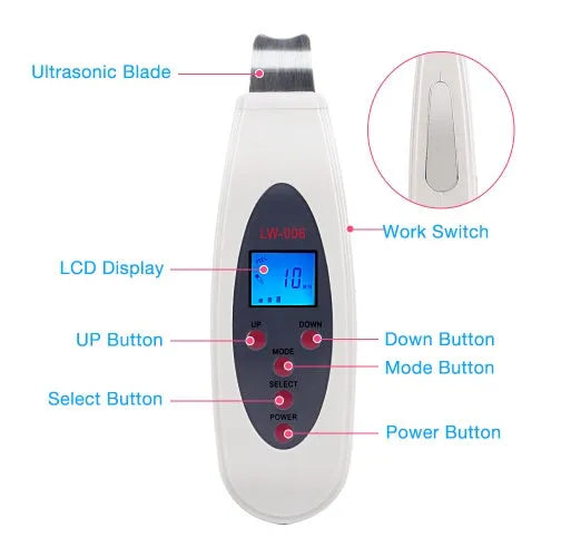 White ultrasonic skin cleaner with 28000Hz vibration and mild heating for blackhead removal