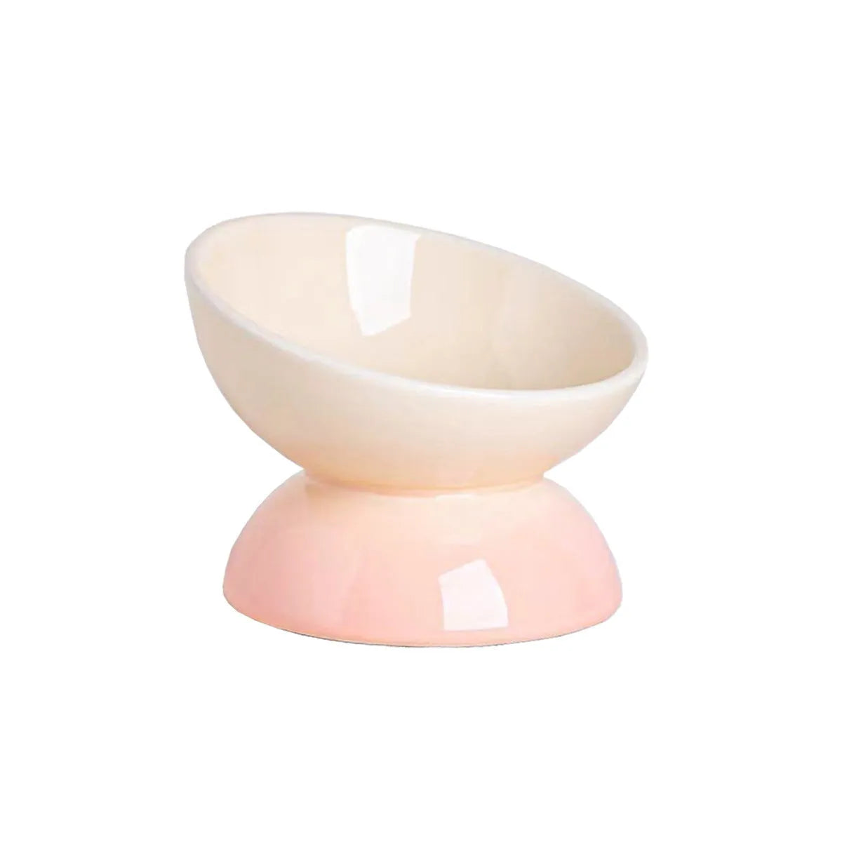 Ceramic cat bowl with oblique mouth rim, large capacity wide diameter pet tableware in gradient colour