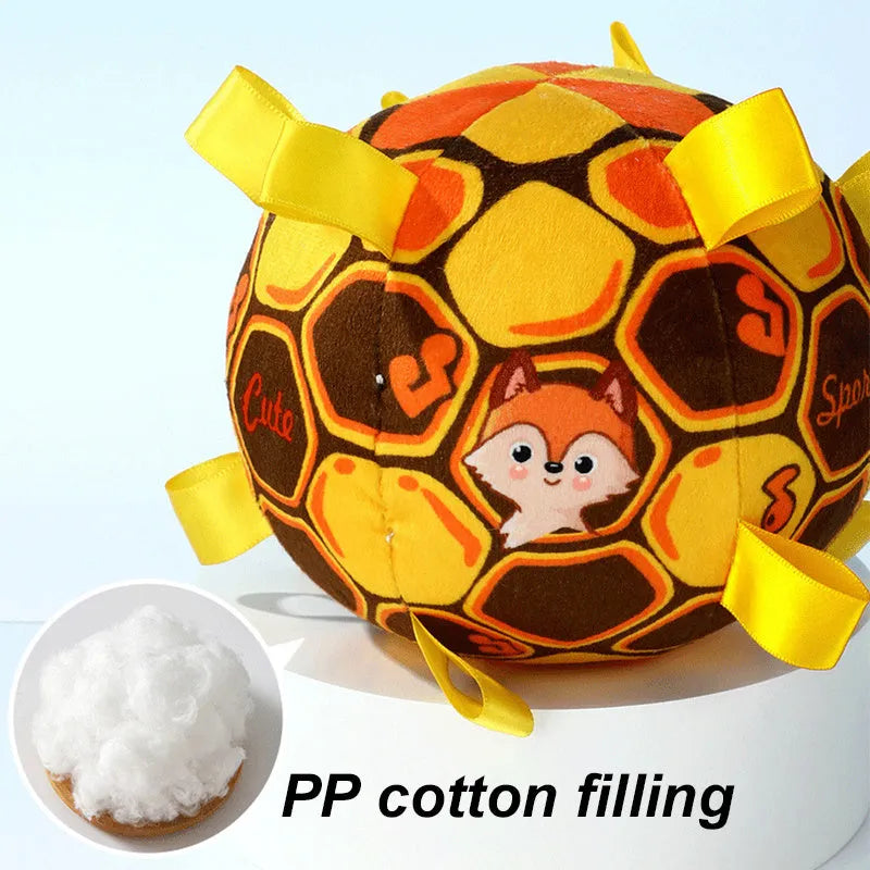 Bite-resistant plush dog toy with bells for aggressive chewers training in three colour options