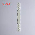 Eight silicone tool buckles in red, yellow, black, white, violet, pink, blue, and green colours.