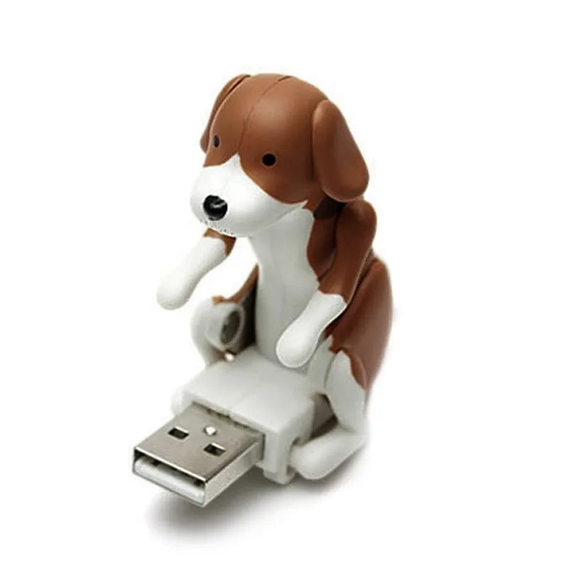 Brown USB powered cartoon dog toy measuring 60x30x60mm on a desk