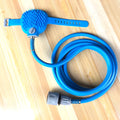 Blue pet washing tool with silicone glove, 2.5m hose, and tap adapters for dog bathing
