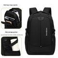 Outdoor men's casual sports backpack in black Oxford cloth with stitching detail and curved shoulder strap