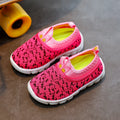 Children's mesh sports shoes in blue, red, green, black, sizes 21-38, breathable upper, PVC sole