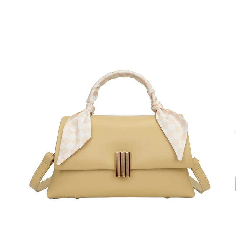 Horizontal square PU shoulder handbag for business commute with internal organisation pockets