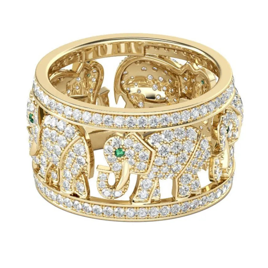 Alloy elephant ring with electroplating in AJZ1935 elephant design or AJZ141 colour, sizes no.6-no.10