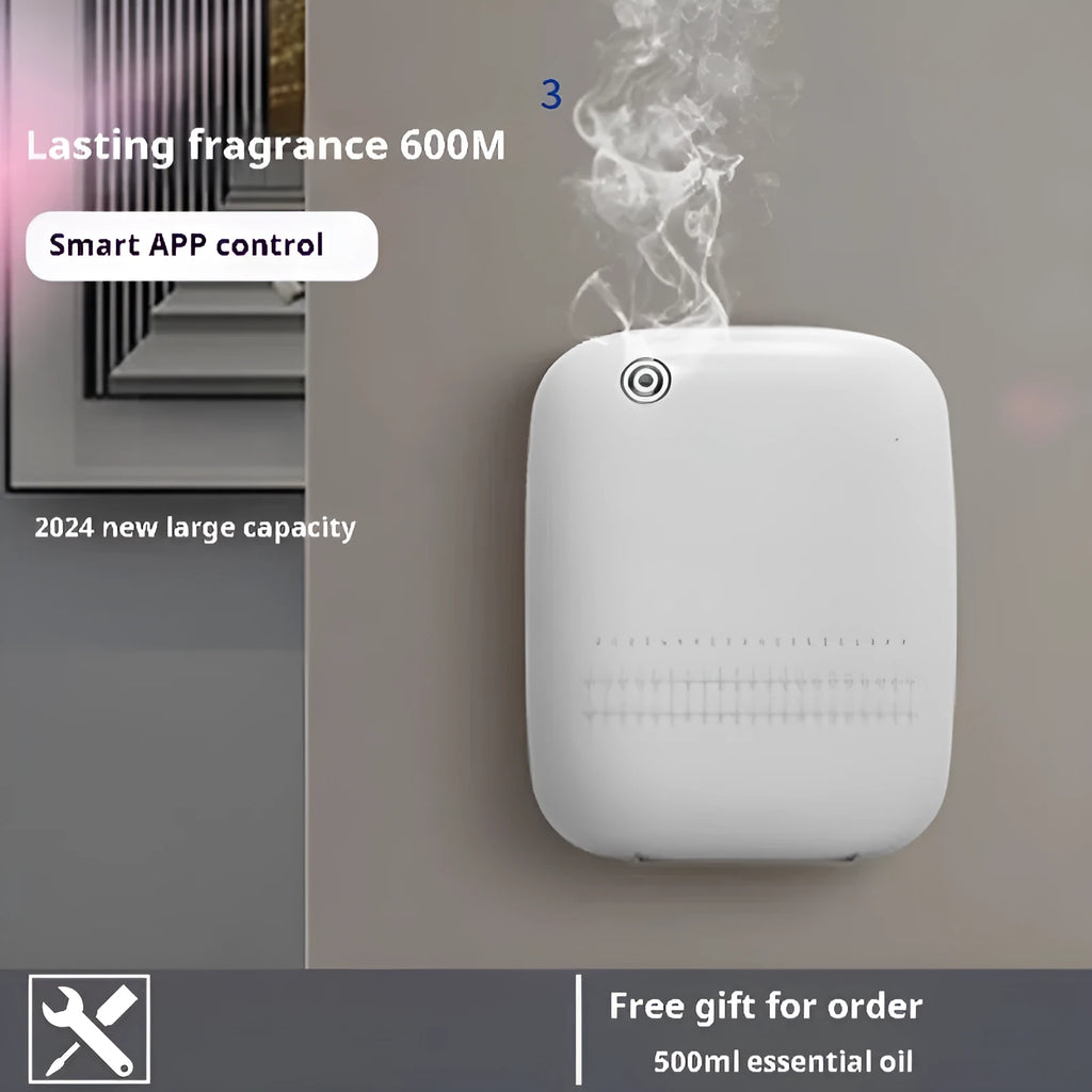 Square plastic ultrasonic aroma diffuser in black or white with Bluetooth, 36-45dB low noise, automatic home use