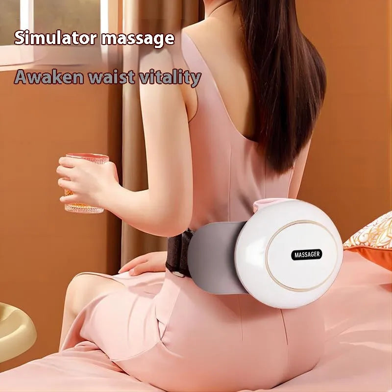 White portable abdominal massager with USB charging and touch control for home use