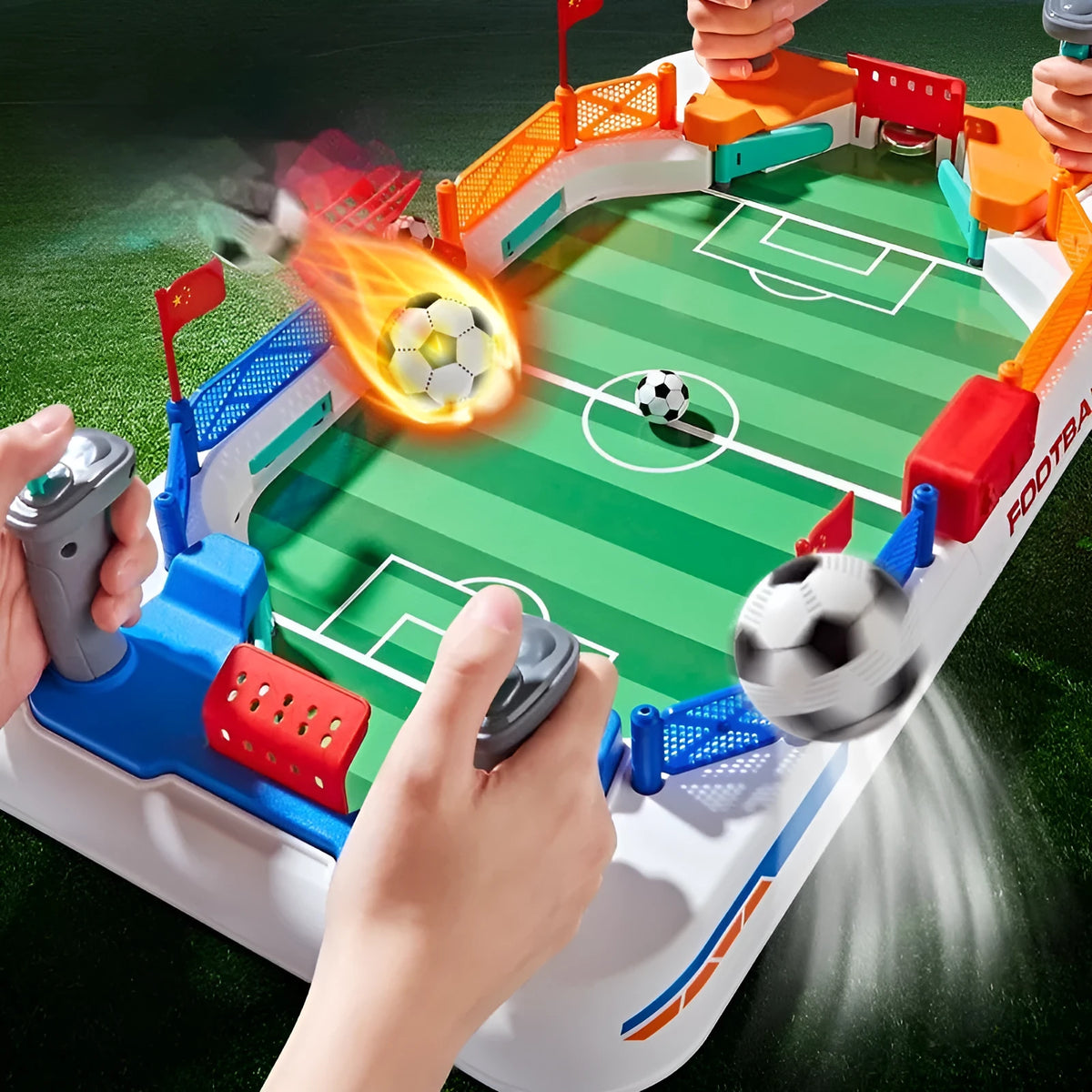 Children's table football double battle set in Football colour with ABS construction and two goals
