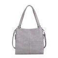 Soft PU leather crossbody handbag with barrel shape and vintage styling in light khaki colour