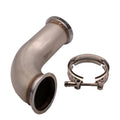 Stainless steel V-clamp short pipe downpipe for appliance connections.