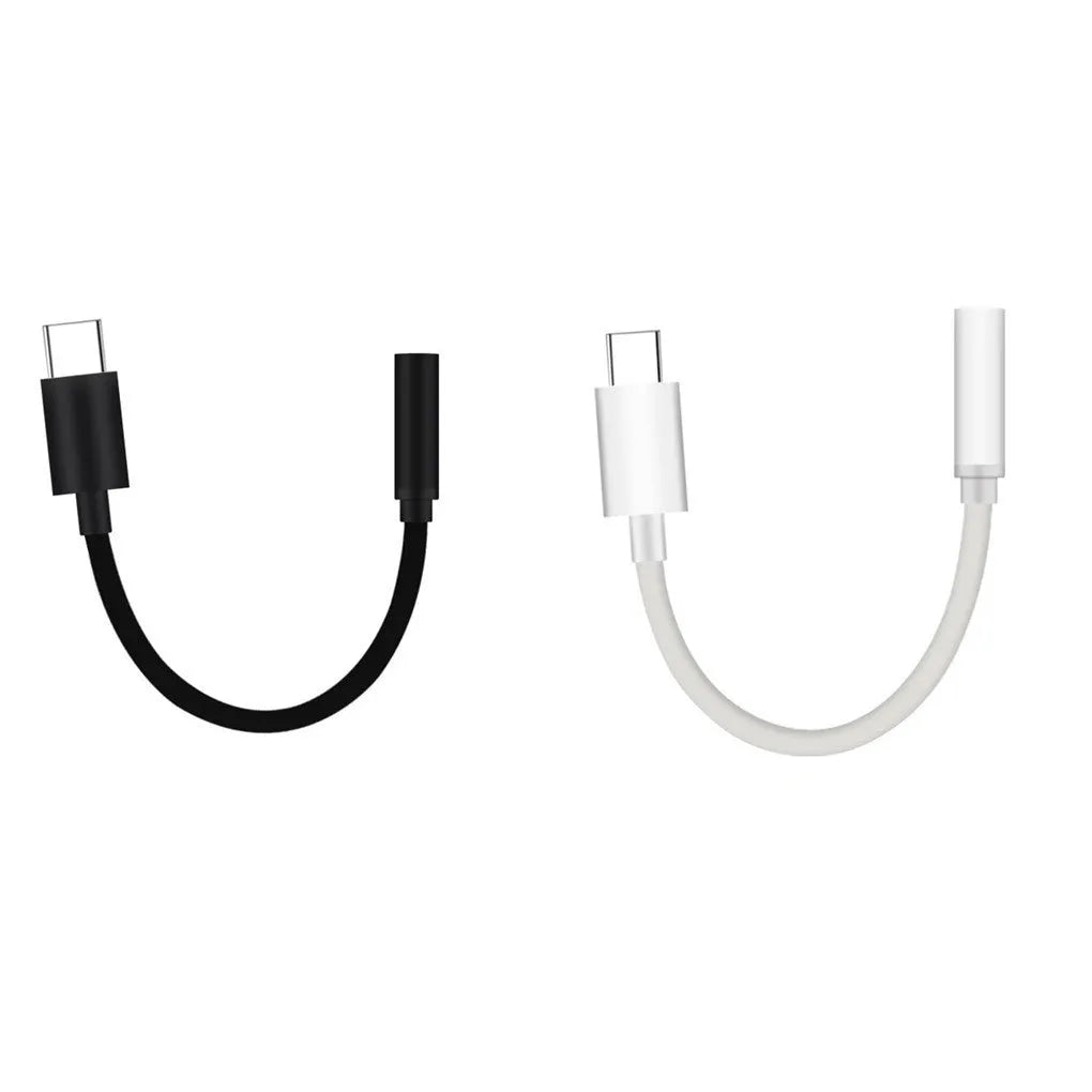 USB Type-C male to 3.5mm female audio adapter cable, 10cm length, with black wire and connectors