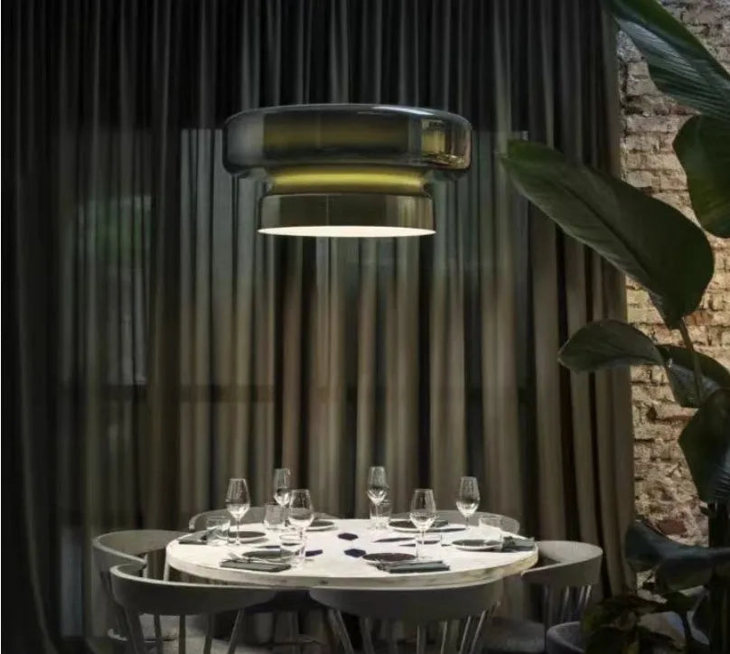 Modern square glass chandelier with 36cm dimensions for bedroom, bar, or restaurant lighting