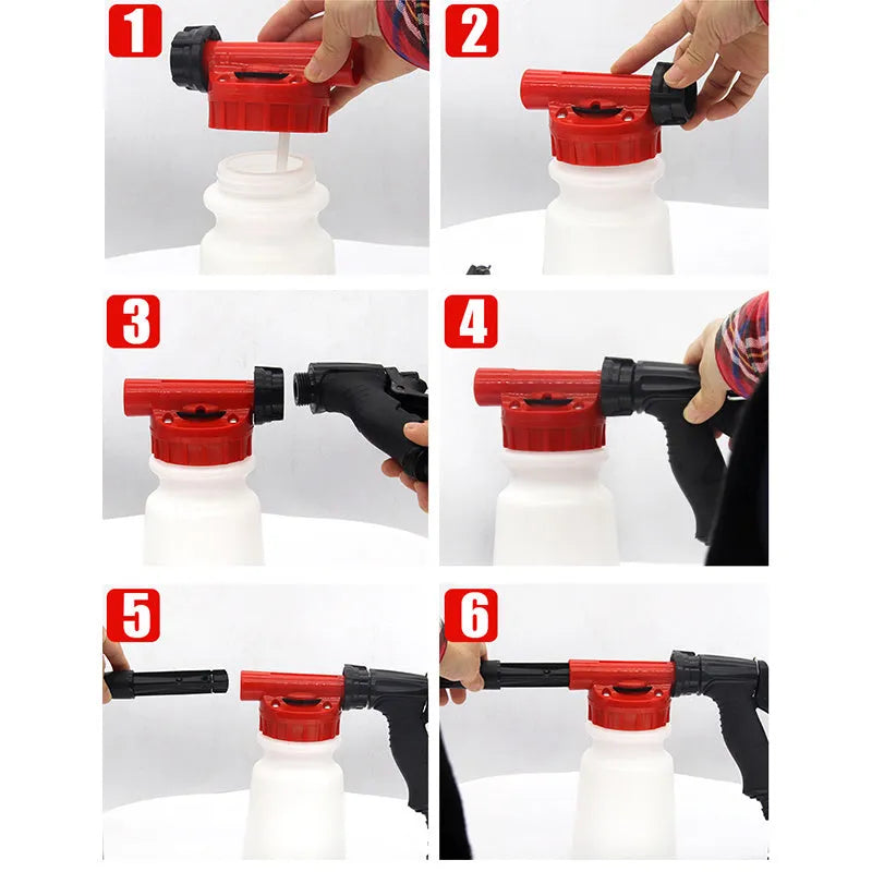 Foam pot high pressure water gun for garden use with adjustable pressure control