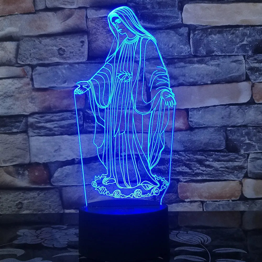 3D LED night light showing laser-engraved acrylic creating stereoscopic dual ring patterns