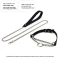 Black cowhide leather collar and matching leash bondage set