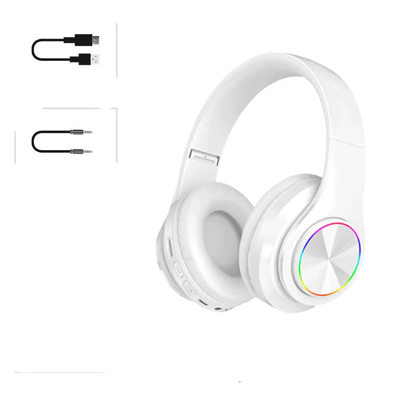 Folding cell phone headset with 40mm drivers in black, blue, or white Bluetooth versions