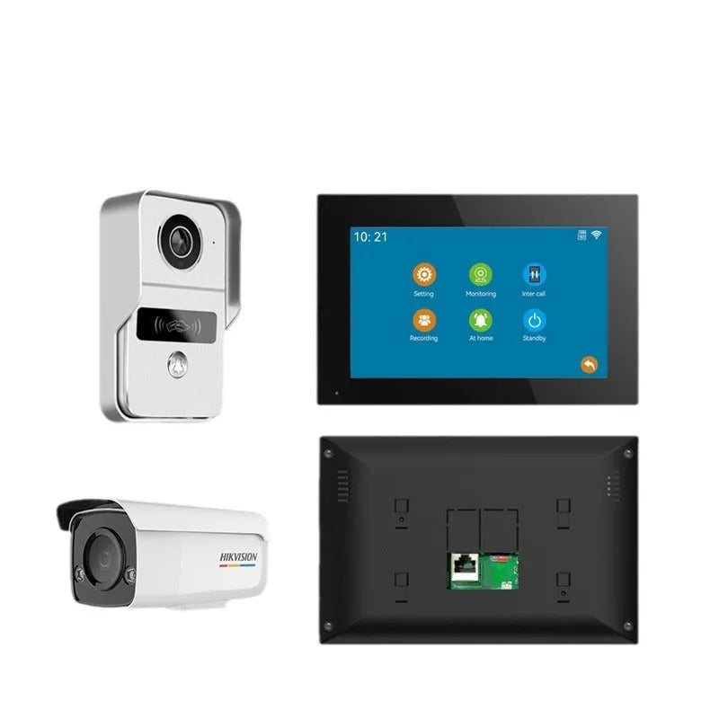 Wireless video intercom doorbell system with 1080P camera, outdoor unit, and indoor display station