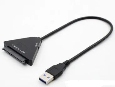Black USB 3.0 to SATA 7+15 pin hard drive adapter cable with independent power connector