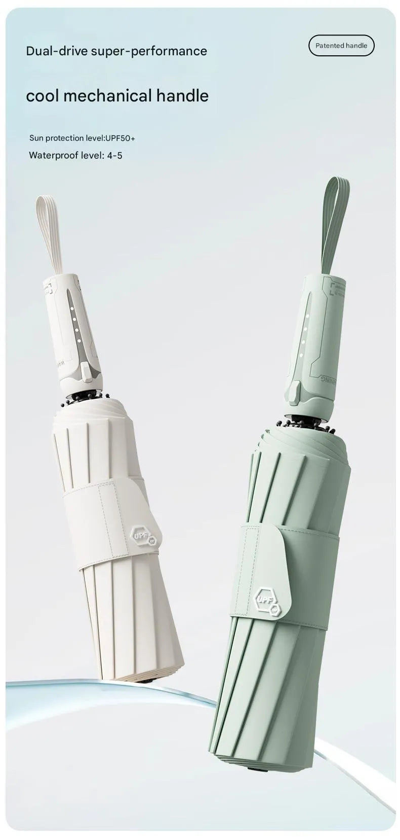 Automatic folding umbrella with large 100cm canopy in various colour options