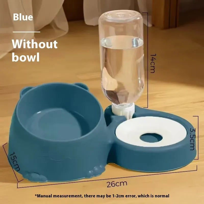 Automatic drinking pet basin with two bowls in haze blue colour