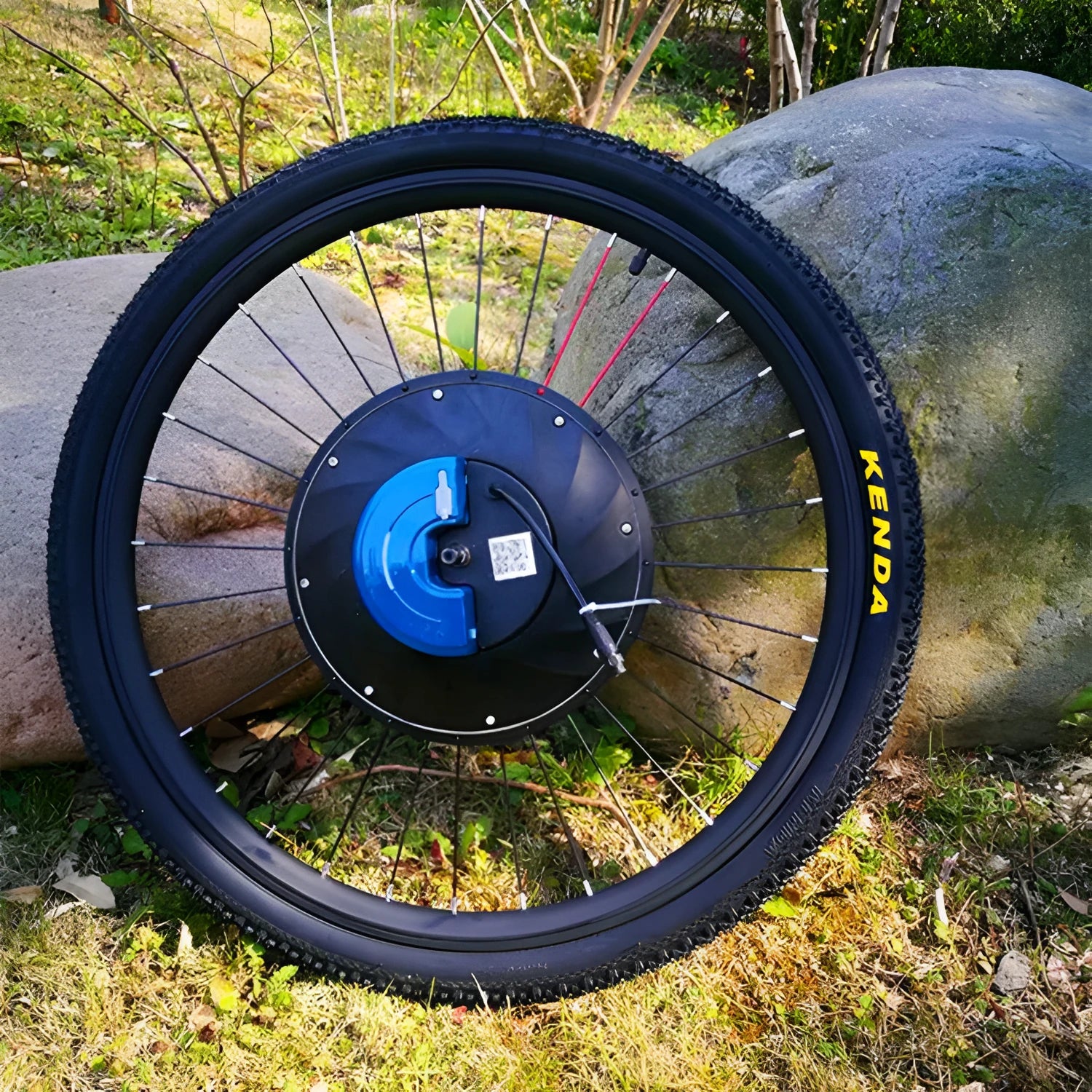Yunzhilun electric bicycle conversion kit for 26-inch bikes showing iMotor 3.0 wheel, lithium battery, and charger.