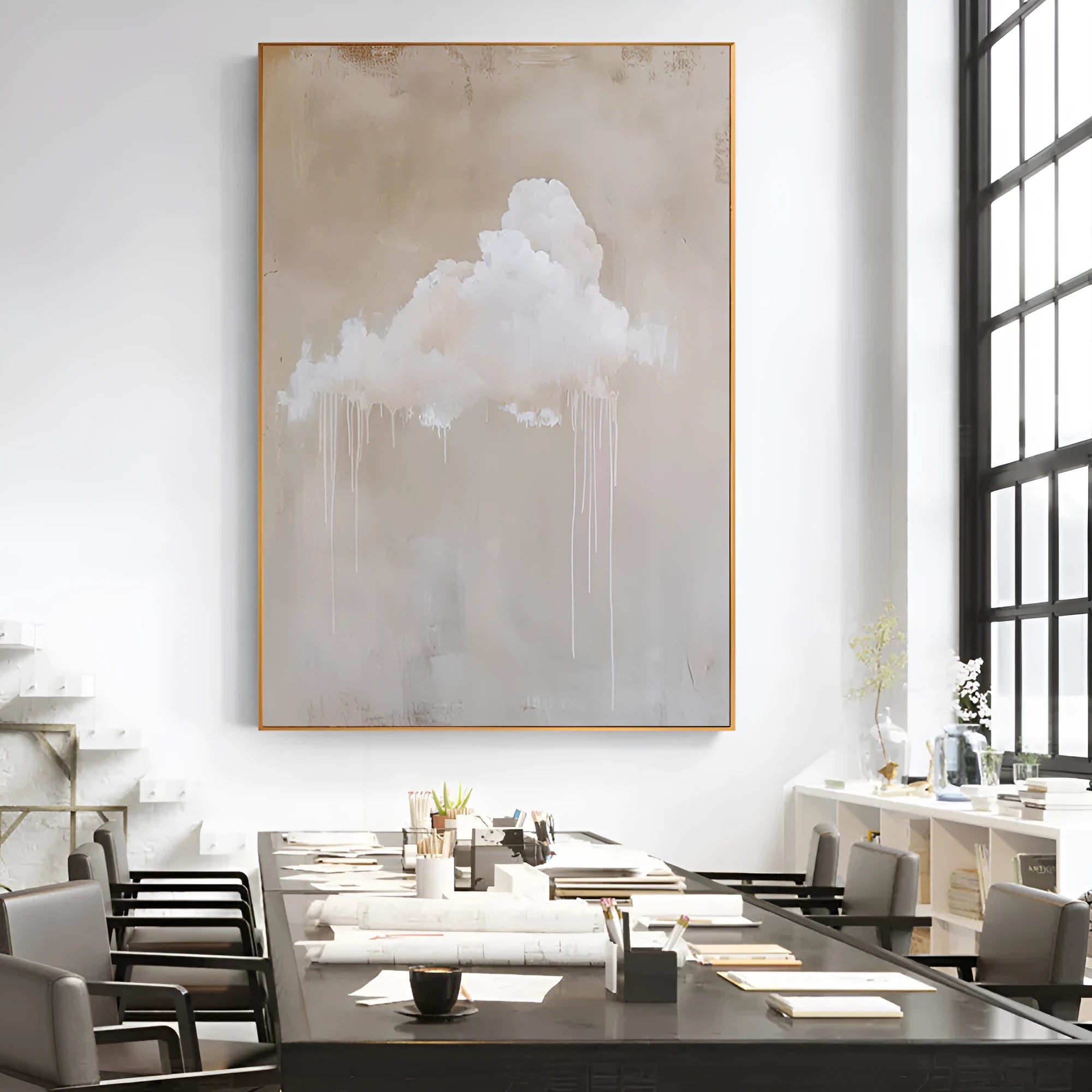 Handmade oil painting canvas wall art abstract modern simple colour contrast rolled frameless unstretched for home living room decor