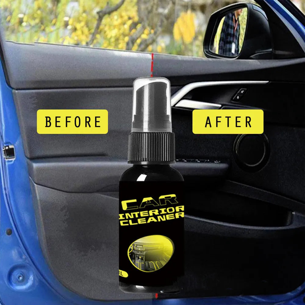Car interior cleaner nozzle bottle in 30ml and 100ml sizes, dimensions 10x3cm and 171x37mm