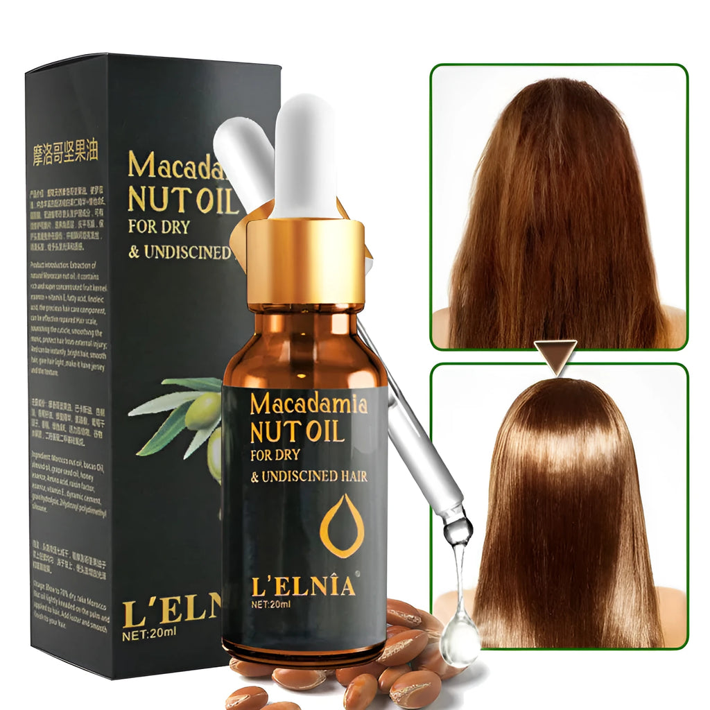20ml hair essential oil bottle with Moroccan nut oil, almond oil, grape seed oil and vitamin E