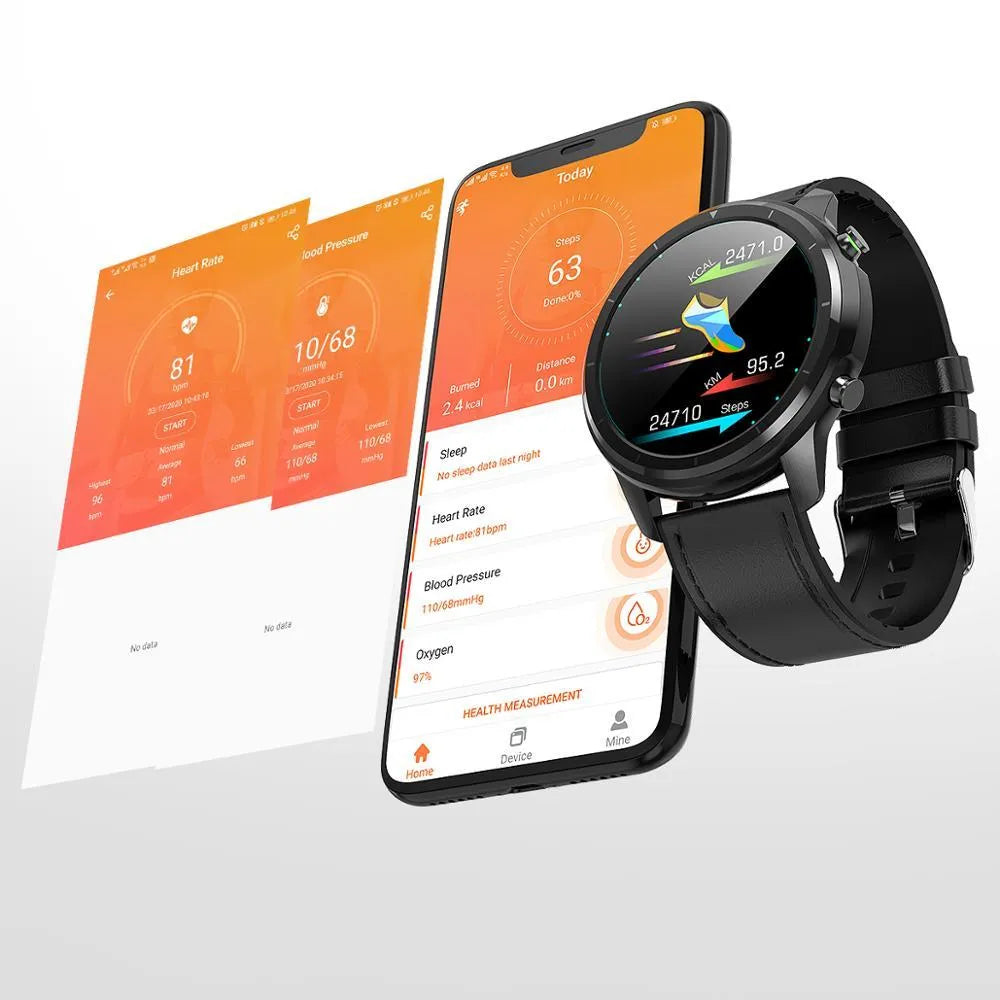 LEMFO LF26 smart bracelet with 1.3 inch screen showing touch and button controls in black colour