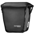 Bicycle waterproof bag made of nylon cloth and waterproof fabric, black colour, shown on a bike for cycling storage