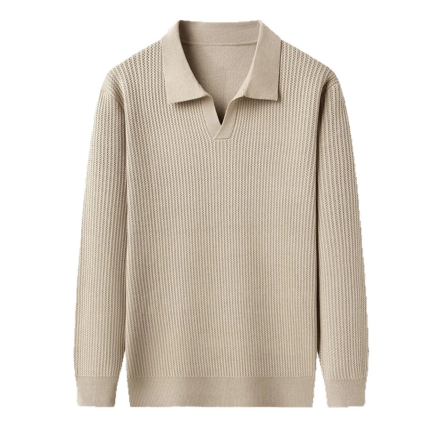 Men's loose-fitting casual pullover sweater in a polyester viscose nylon blend, shown in green.