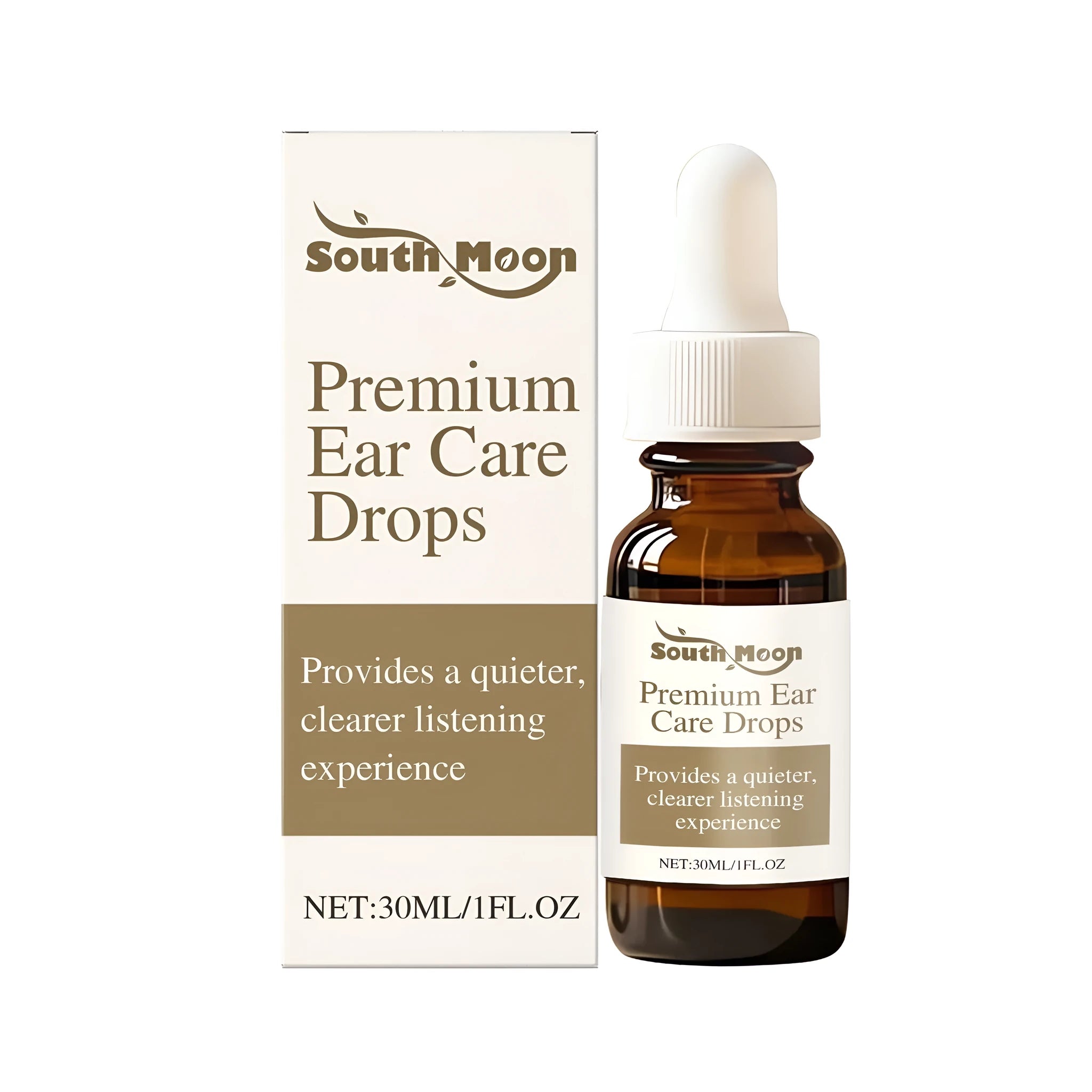 30ml ear care drops bottle with witch hazel and chamomile ingredients