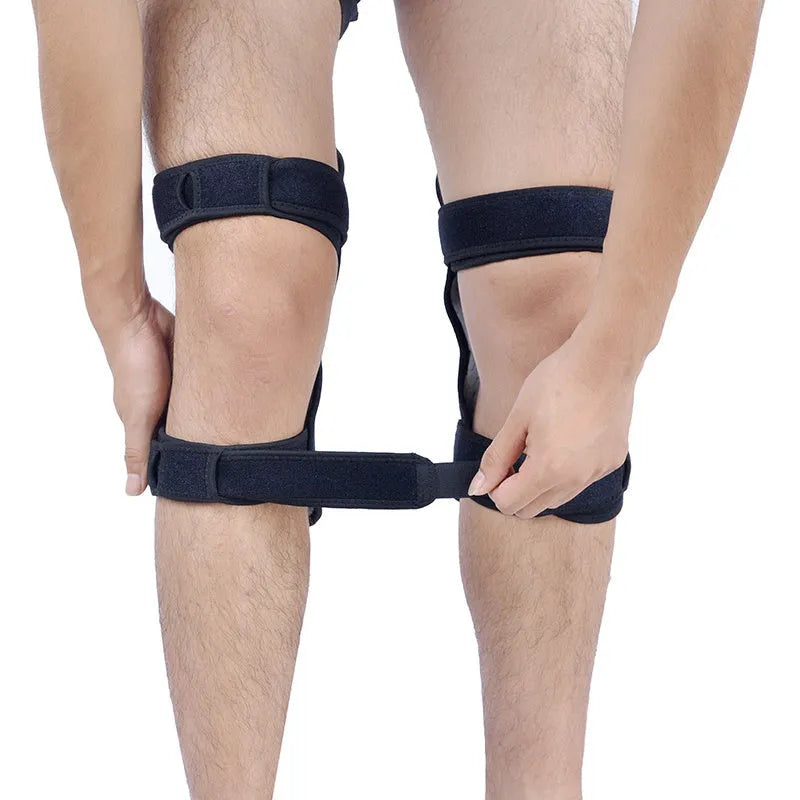 Adjustable knee brace with patella booster spring for mountaineering and sports activities