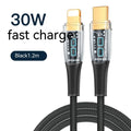USB-C fast charging data cable, woven Type-C lead, 1.2m or 2m, black blue white