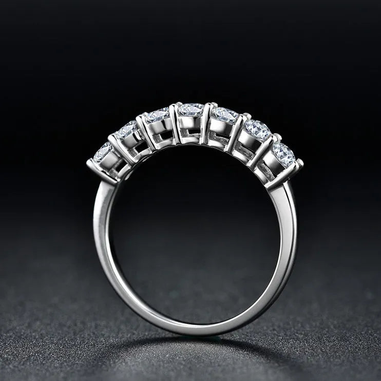 925 sterling silver ring with round Hearts and Arrows cut synthetic moissanite, silver finish