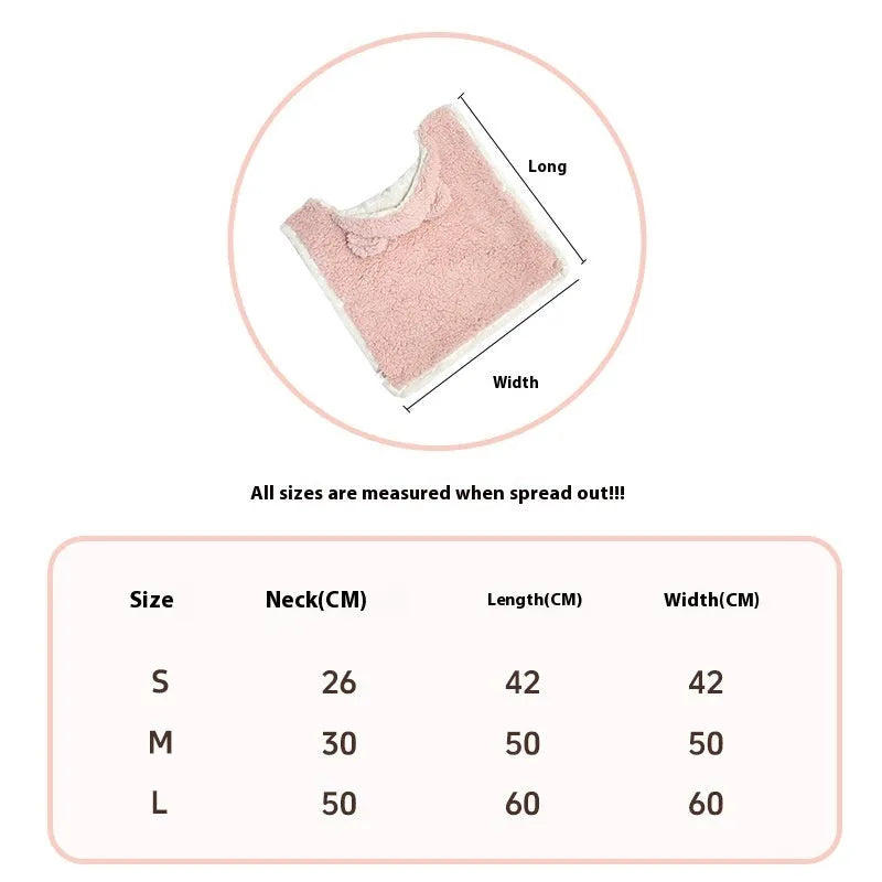 Cotton velvet bear cloak pet blanket in pink for cats and dogs, warm winter sleeping blanket with bear ears