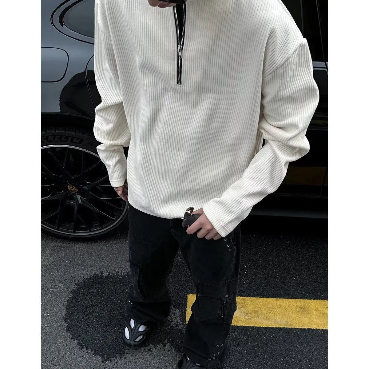 Solid colour women's pullover top with long sleeves in grey, black, or apricot for spring layering