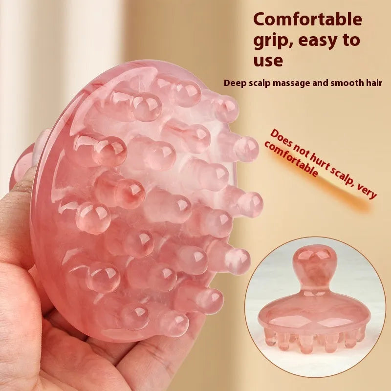 Brown and yellow disc massage comb with 21 teeth for head meridian therapy
