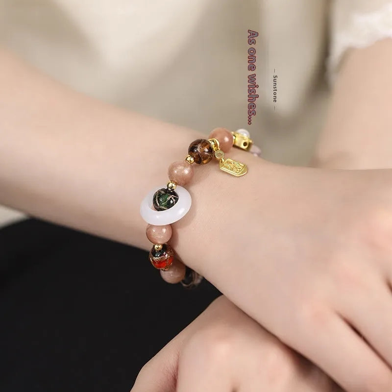 Hand-woven fragrant grey coloured glaze bracelet with round beads