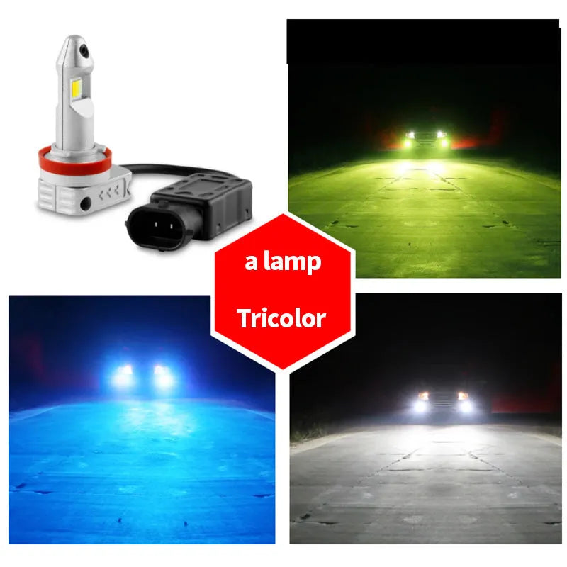 Universal retrofit LED fog lamp bulb with aluminium housing for cars, motorcycles, and trucks.