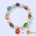 Handmade glazed glass bracelet with Five Gods of Wealth design in 10mm geometry shape.