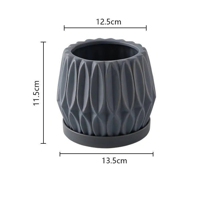 Medium grey ceramic flowerpot for tabletop or floor plant display